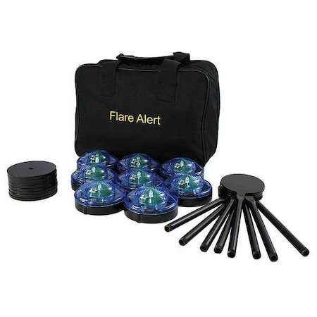 LED Road Flare Kit, Blue, 120 FPM, Magnetic Base MPN:B8BBP2FULL