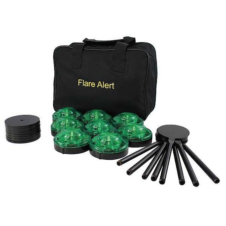 LED Road Flare Kit, Green, 120 FPM, Magnetic Base MPN:B8GBP2FULL