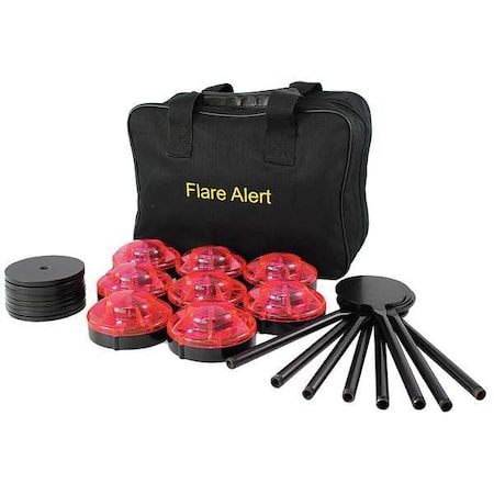 LED Road Flare Kit, Red, 120 FPM, Magnetic Base MPN:B8RB2FULL