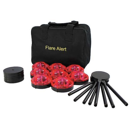 LED Road Flare Kit, Red, 120 FPM, Magnetic Base MPN:B8RBP2FULL