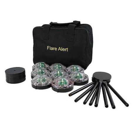 LED Road Flare Kit, White, 120 FPM, Magnetic Base MPN:B8WBP2FULL
