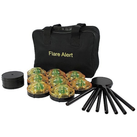 LED Road Flare Kit, Yellow, 120 FPM, Magnetic Base MPN:B8YB2FULL