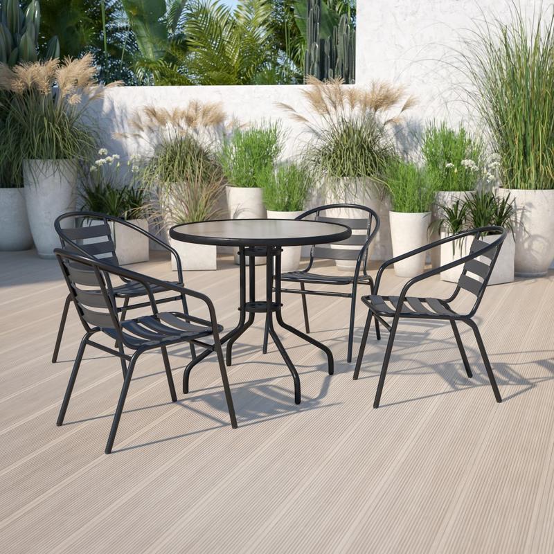Flash Furniture Restaurant Stack Chairs, Black, Set Of 4 Chairs MPN:4TLH017CBK