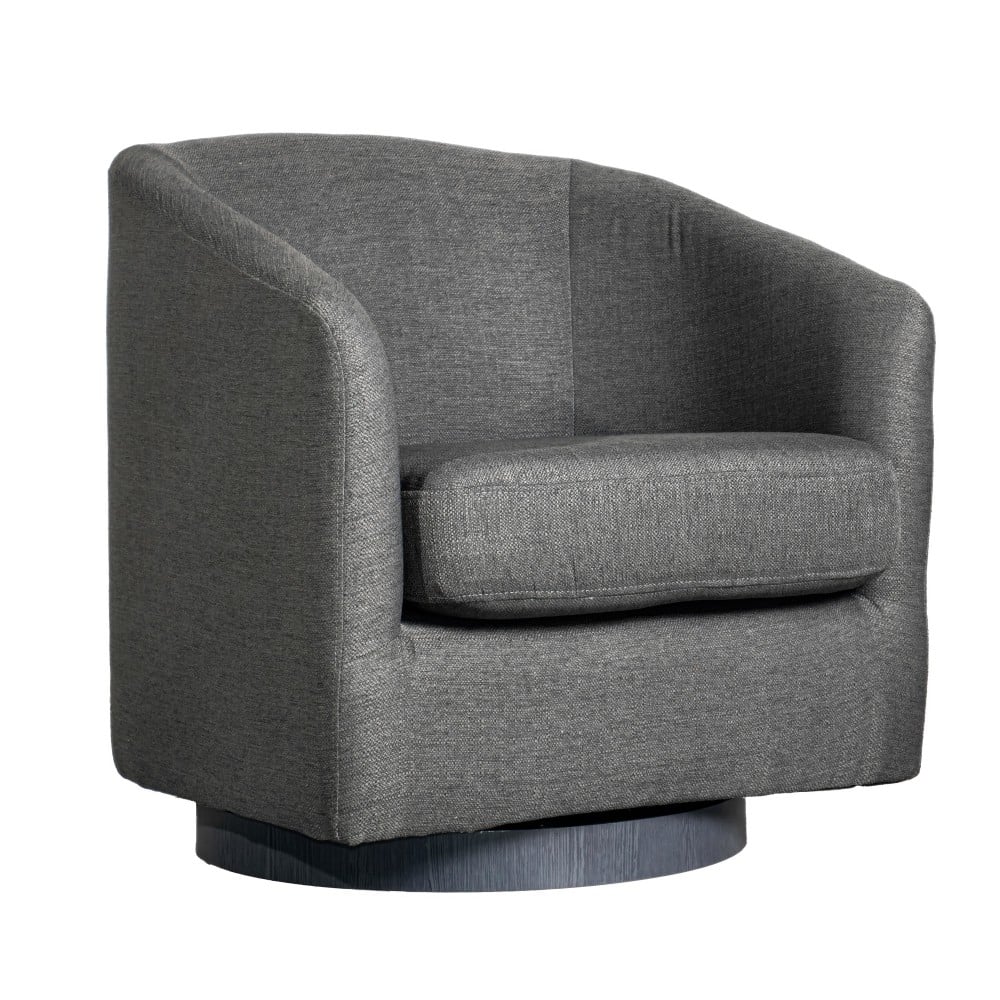 Flash Furniture Landon Club Style Commercial Barrel Accent Armchair with 360 Degree Swivel Metal Base and Sloped Armrests, Dark Gray MPN:BSAC22060DKGRY