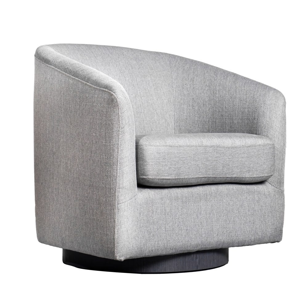 Flash Furniture Landon Club Style Commercial Barrel Accent Armchair with 360 Degree Swivel Metal Base and Sloped Armrests, Light Gray MPN:BSAC22060LTGRY