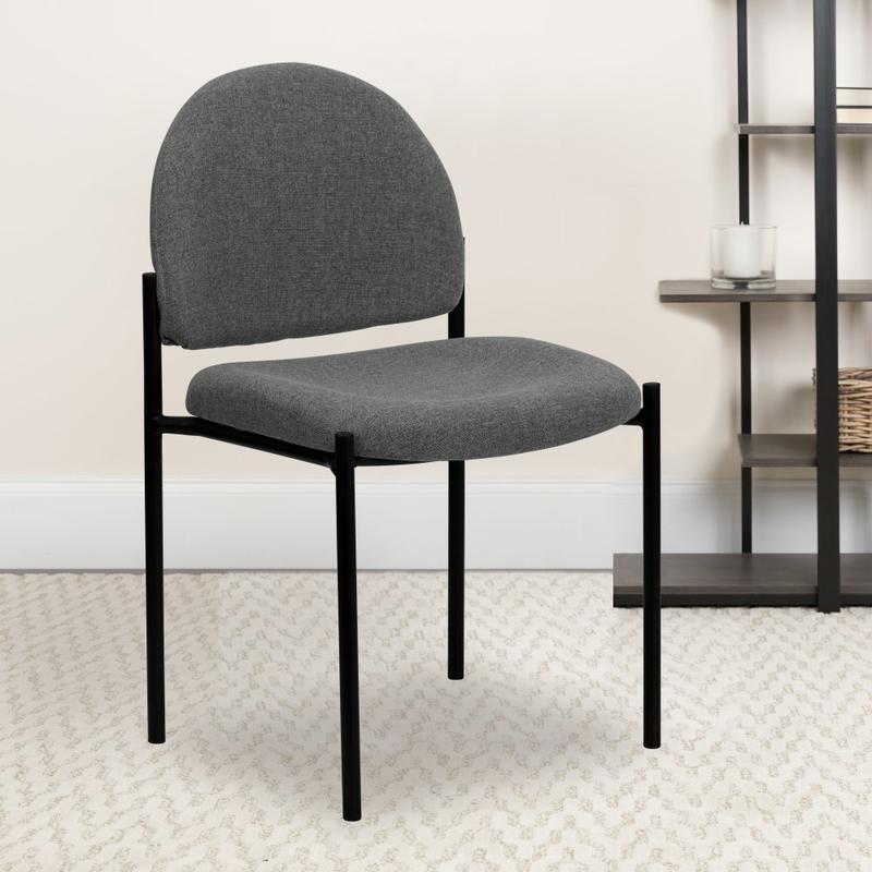 Flash Furniture Comfortable Stackable Side Chair, Gray/Black MPN:BT-515-1-GY-GG