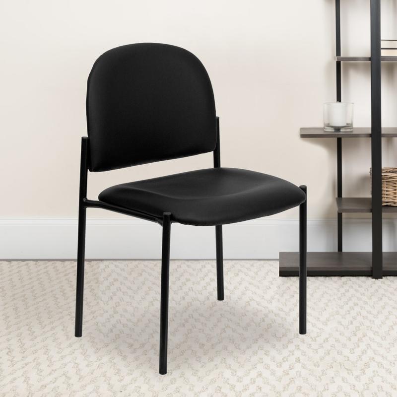 Flash Furniture Vinyl Comfortable Stackable Steel Side Chair, Black MPN:BT-515-1-VINYL-GG