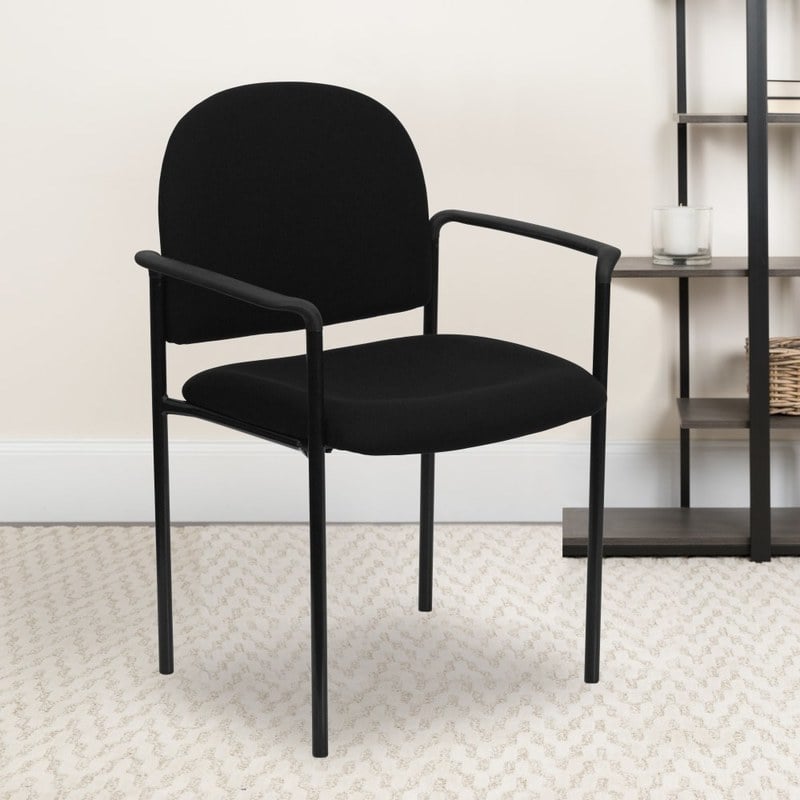 Flash Furniture Comfortable Stackable Steel Side Chair With Arms, Black MPN:BT-516-1-BK-GG