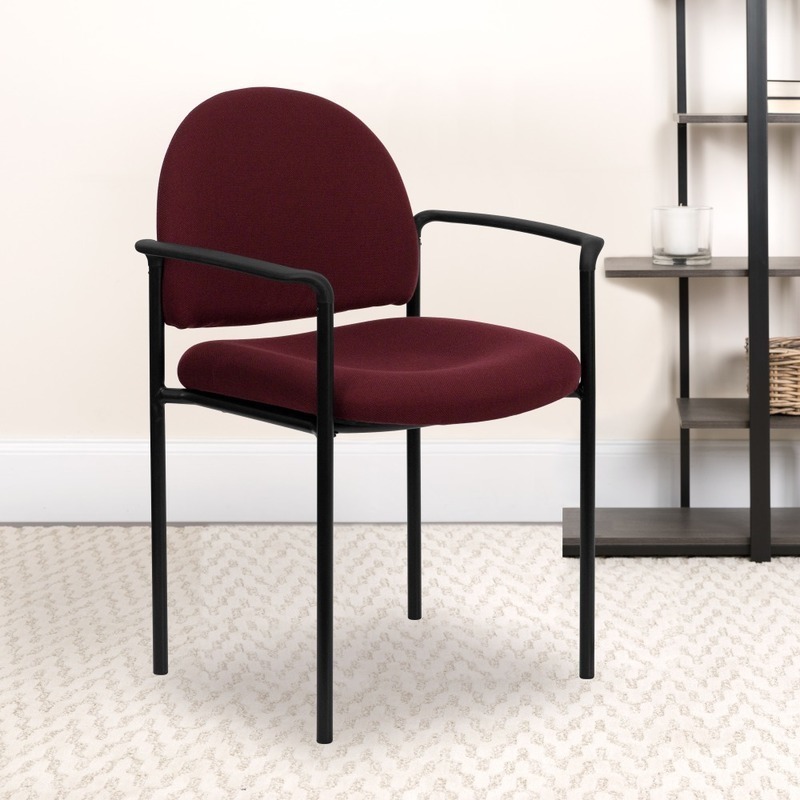 Flash Furniture Comfortable Stackable Steel Side Chair With Arms, Burgundy/Black MPN:BT-516-1-BY-GG