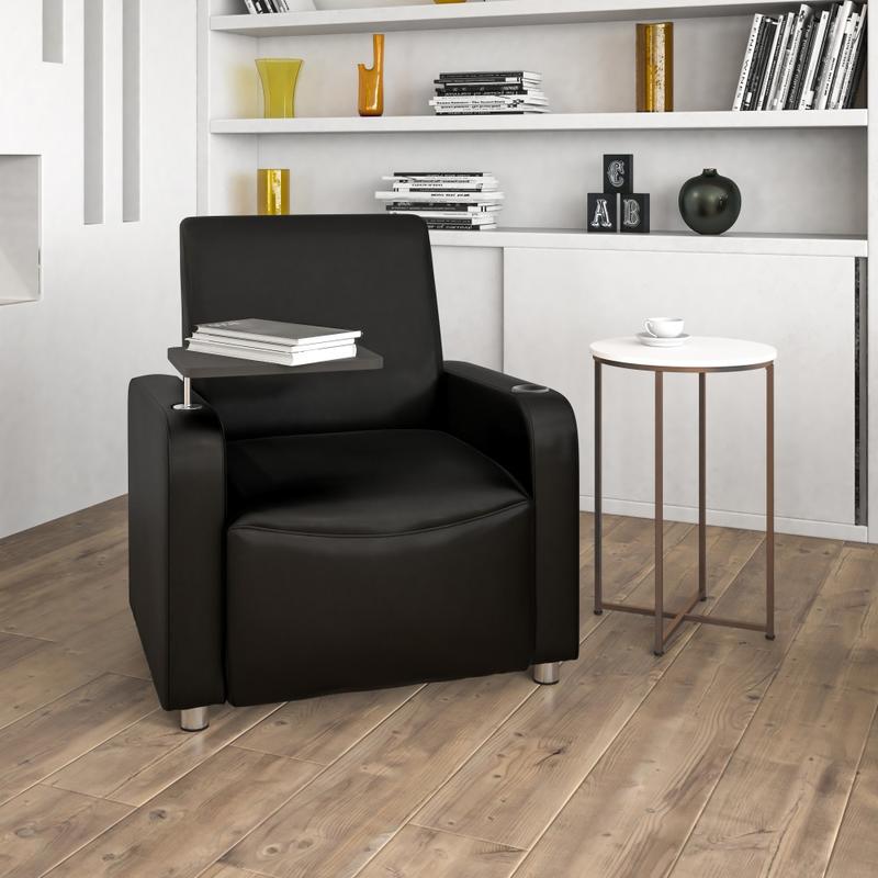 Flash Furniture LeatherSoft Faux Leather Guest Chair With Tablet Arm, Black/Gray MPN:BT8217BK