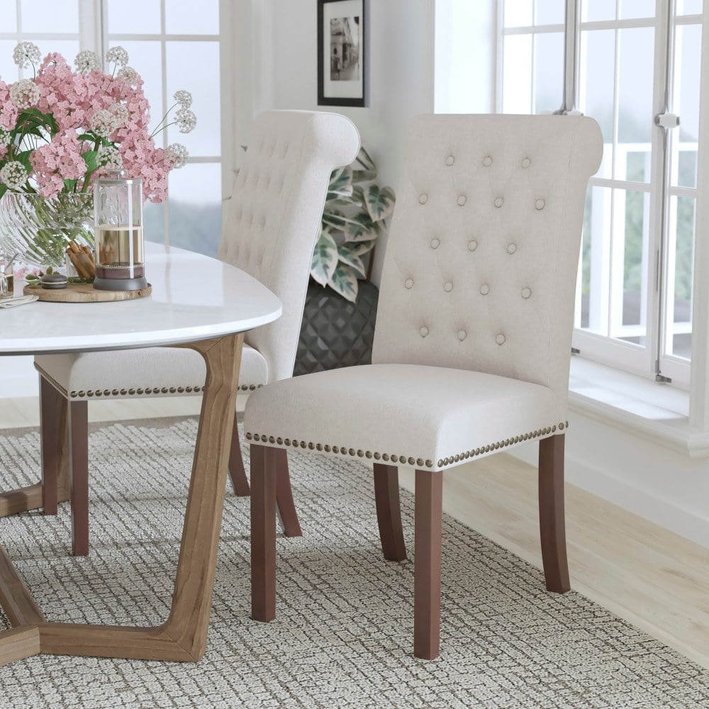 Flash Furniture Hercules Series Fabric Parsons Chair, Beige/Brown MPN:BTPBGEFAB