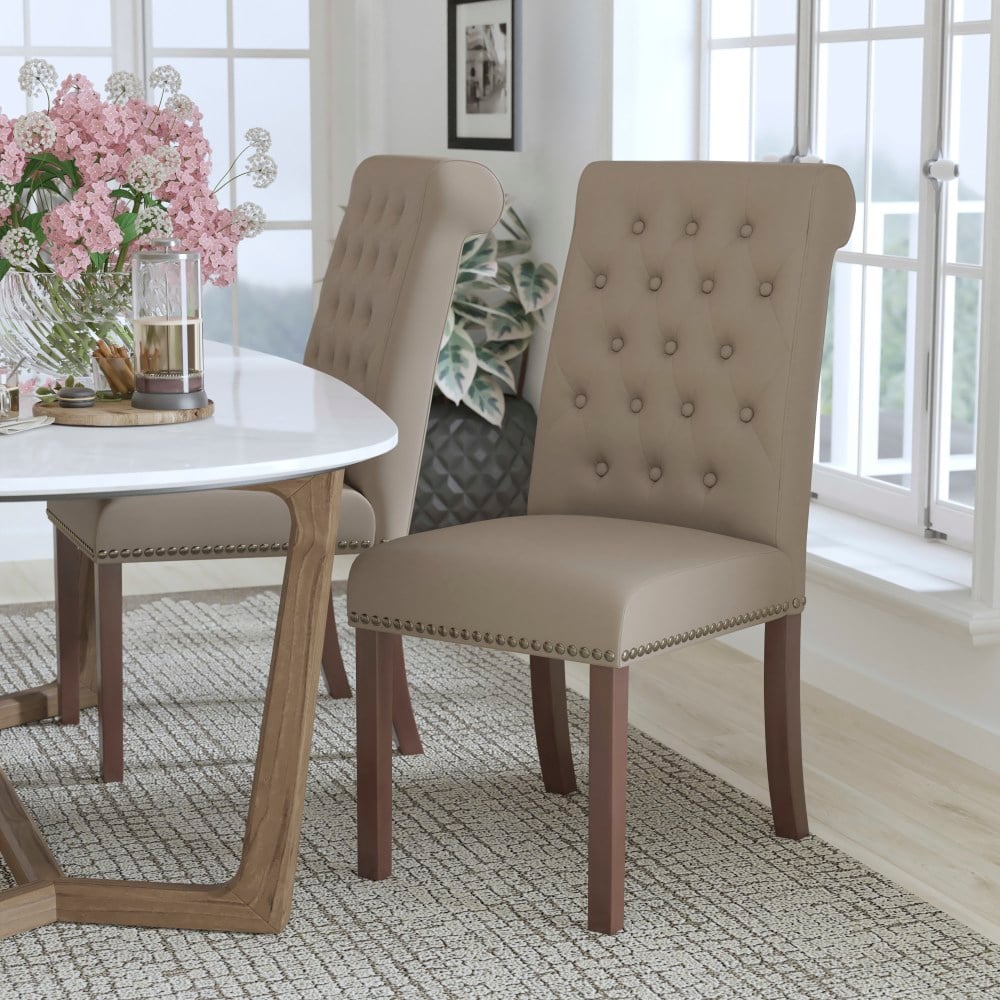Flash Furniture Hercules Series Leathersoft Parsons Chair, Beige MPN:BTPBGLEA