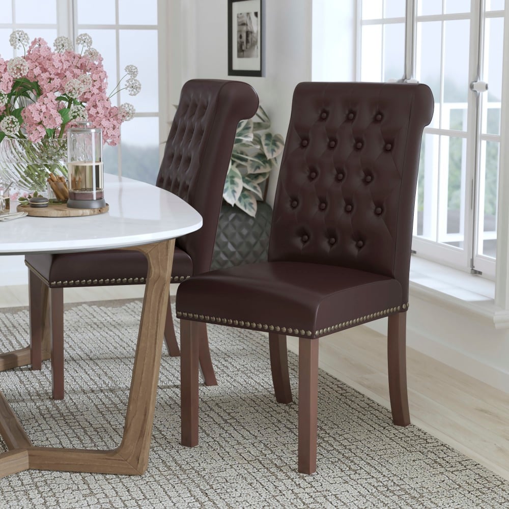 Flash Furniture Hercules Series Leathersoft Parsons Chair, Brown MPN:BTPBRNLEA