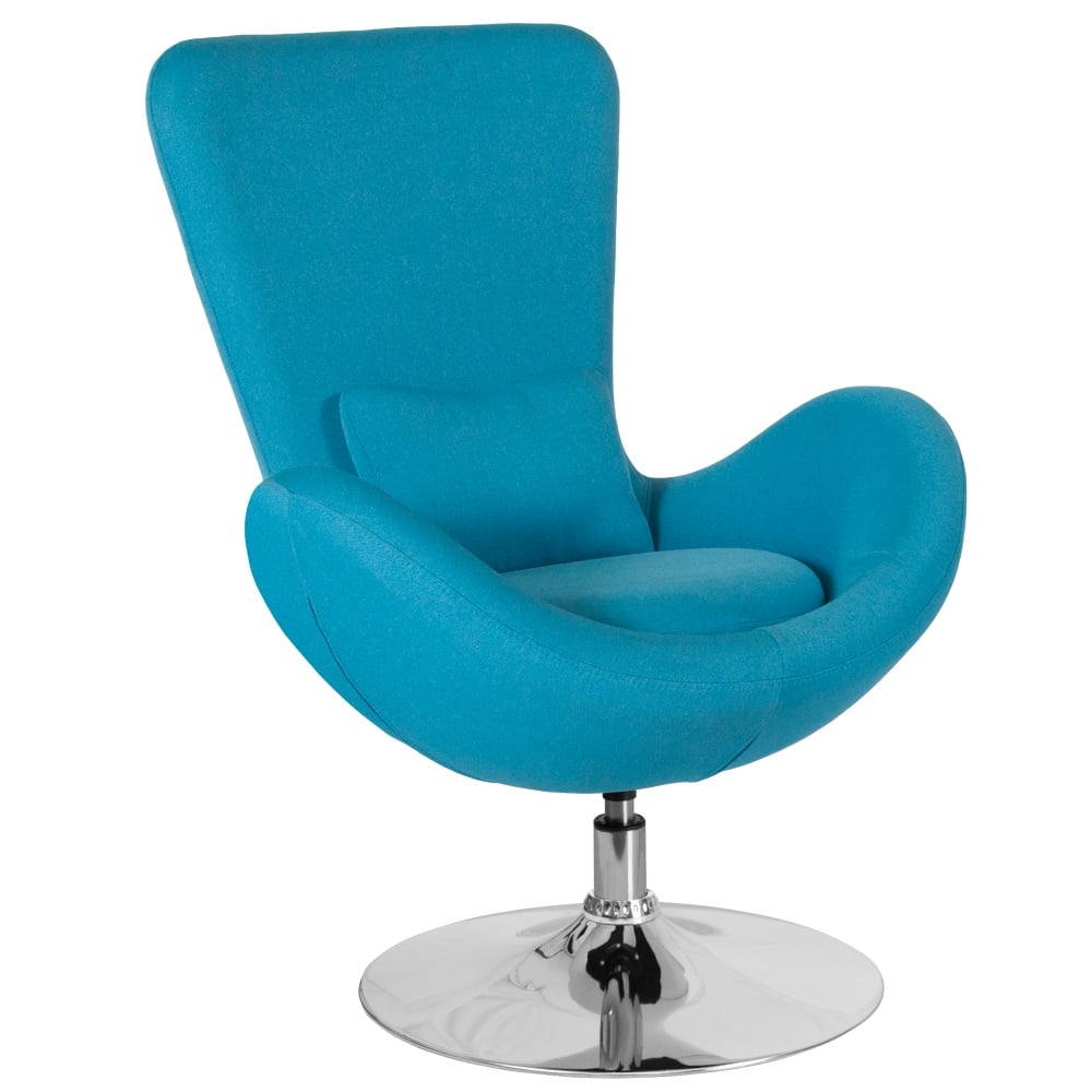 Flash Furniture Egg Side Fabric Reception Chair With Bowed Seat, Aqua Fabric MPN:CH162430AQFAB