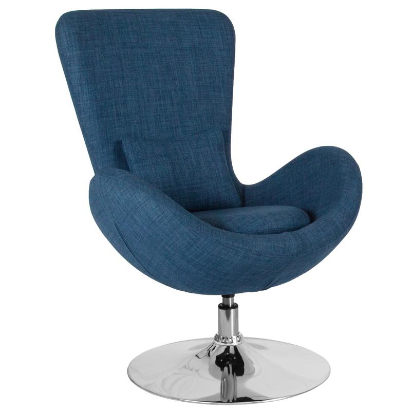 Flash Furniture Egg Side Reception Chair With Bowed Seat, Blue/Chrome MPN:CH162430BLFAB