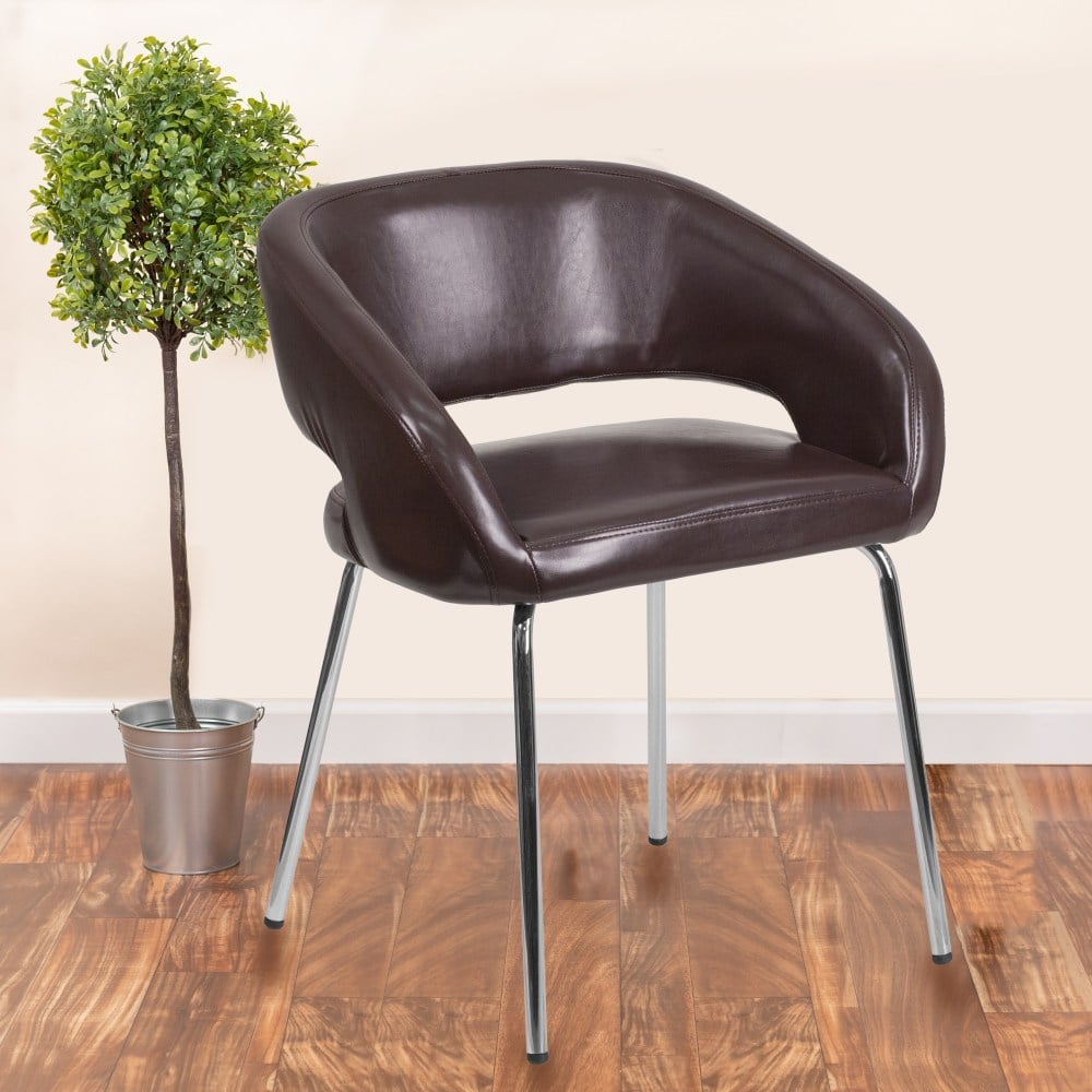 Flash Furniture Fusion Contemporary LeatherSoft Faux Leather Side Reception Chair, Brown/Gray MPN:CH162731BN