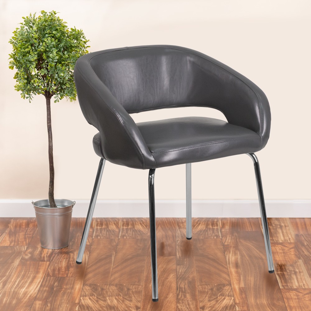 Flash Furniture Fusion Contemporary LeatherSoft Faux Leather Side Reception Chair, Gray MPN:CH162731GY