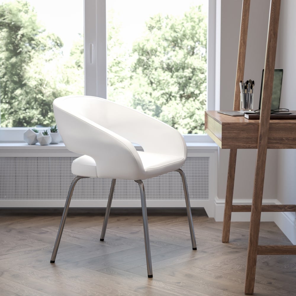Flash Furniture Fusion Contemporary LeatherSoft Faux Leather Side Reception Chair, White MPN:CH162731WH