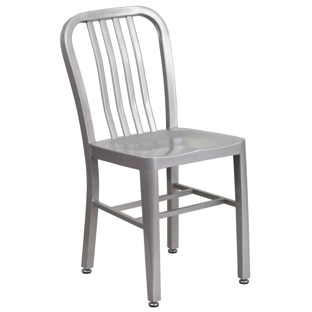 Flash Furniture Commercial-Grade Metal Indoor/Outdoor Chair, Silver MPN:CH6120018SIL