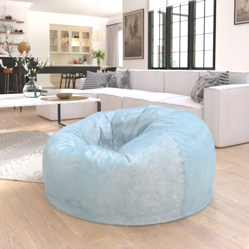 Flash Furniture Oversized Bean Bag Chair For Kids And Adults, Teal Furry MPN:DGBEANLGFURTL