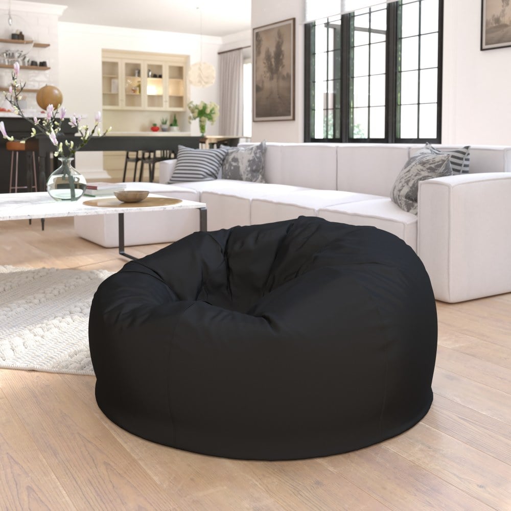 Flash Furniture Oversized Bean Bag Chair For Kids And Adults, Black MPN:DGBEANLGSLDBK