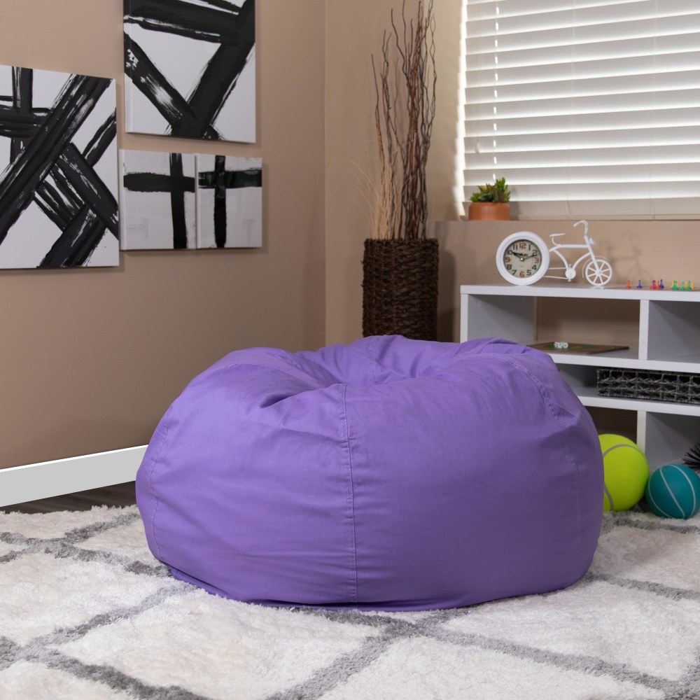 Flash Furniture Oversized Bean Bag Chair For Kids And Adults, Purple MPN:DGBEANLGSLDPUR