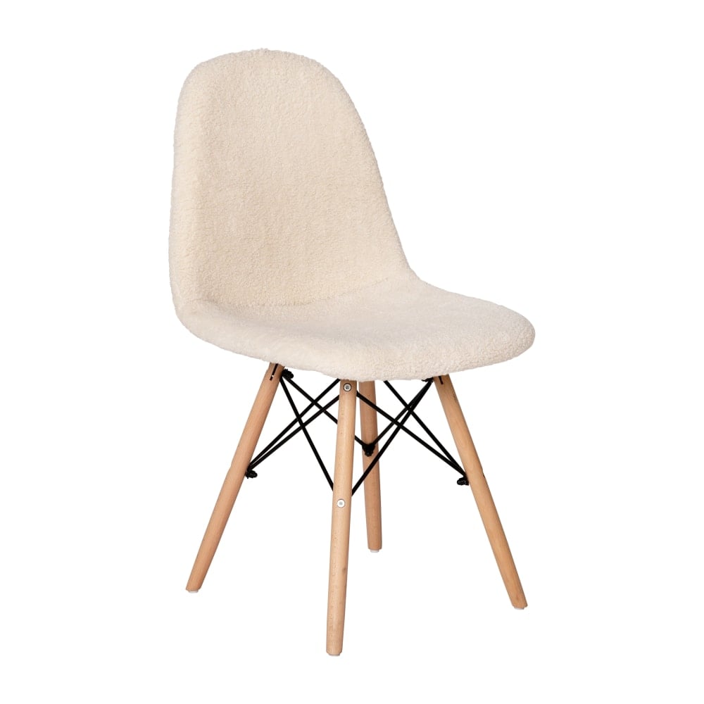 Flash Furniture Zula Modern Padded Armless Faux Shearling Accent Chair with Beechwood Legs, Off-White MPN:DL10W