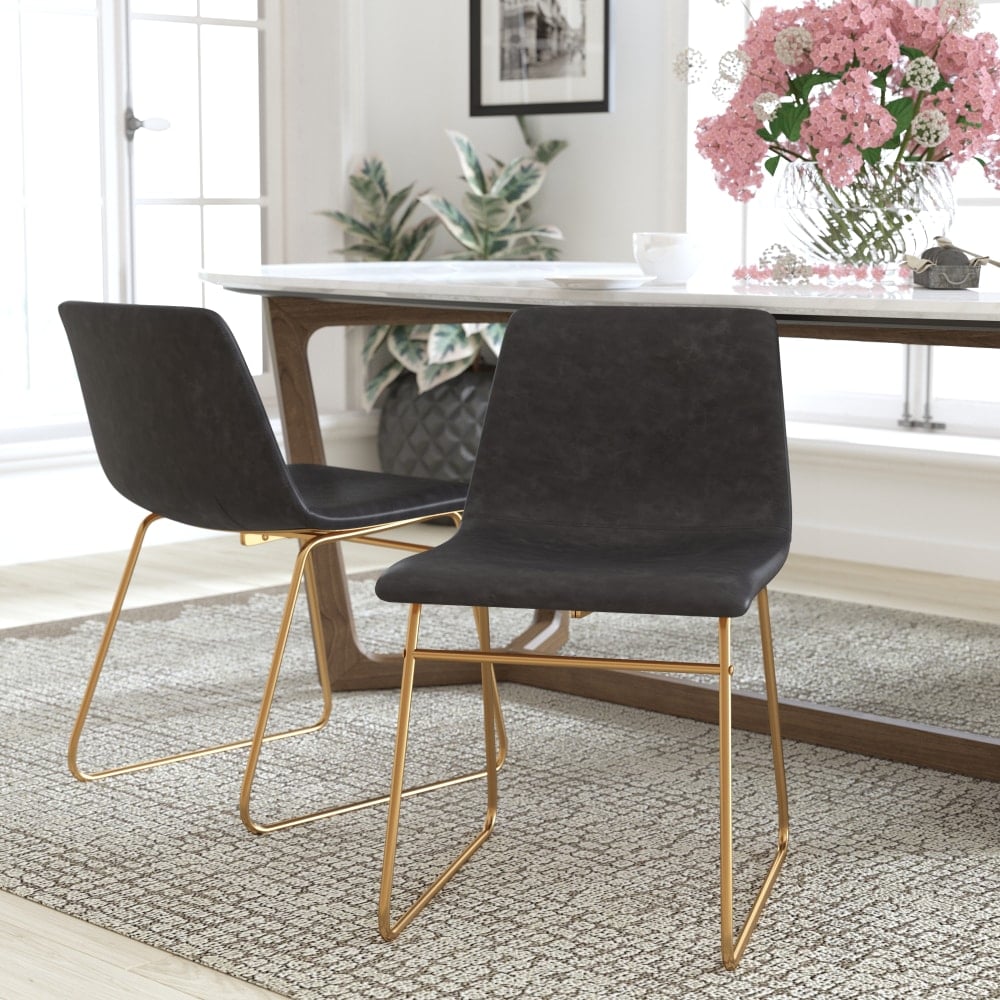 Flash Furniture Commercial Grade Dining Chairs, Gray/Gold, Set Of 2 Chairs MPN:ETER1834518GY