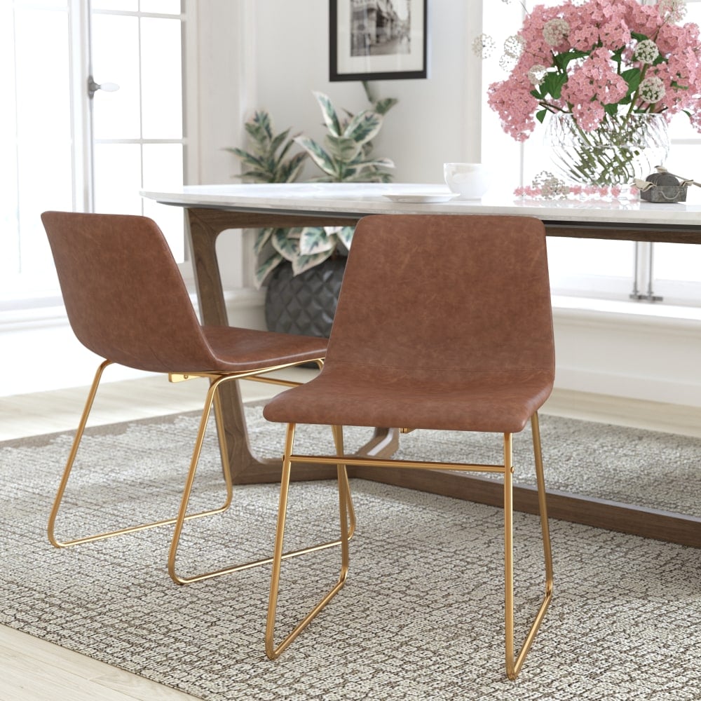 Flash Furniture Commercial Grade Dining Chairs, Light Brown/Gold, Set Of 2 Chairs MPN:ETER1834518LB