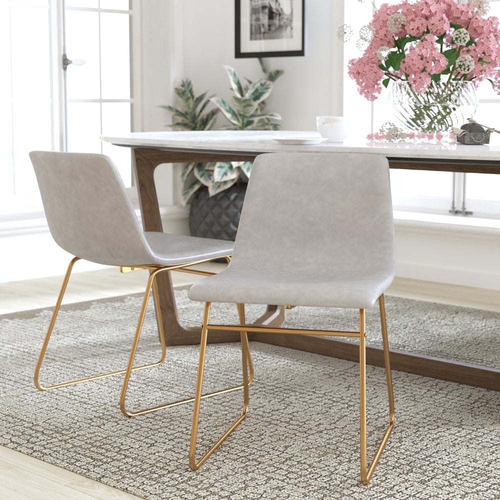 Flash Furniture Commercial Grade Dining Chairs, Light Gray/Gold, Set Of 2 Chairs MPN:ETER1834518LG