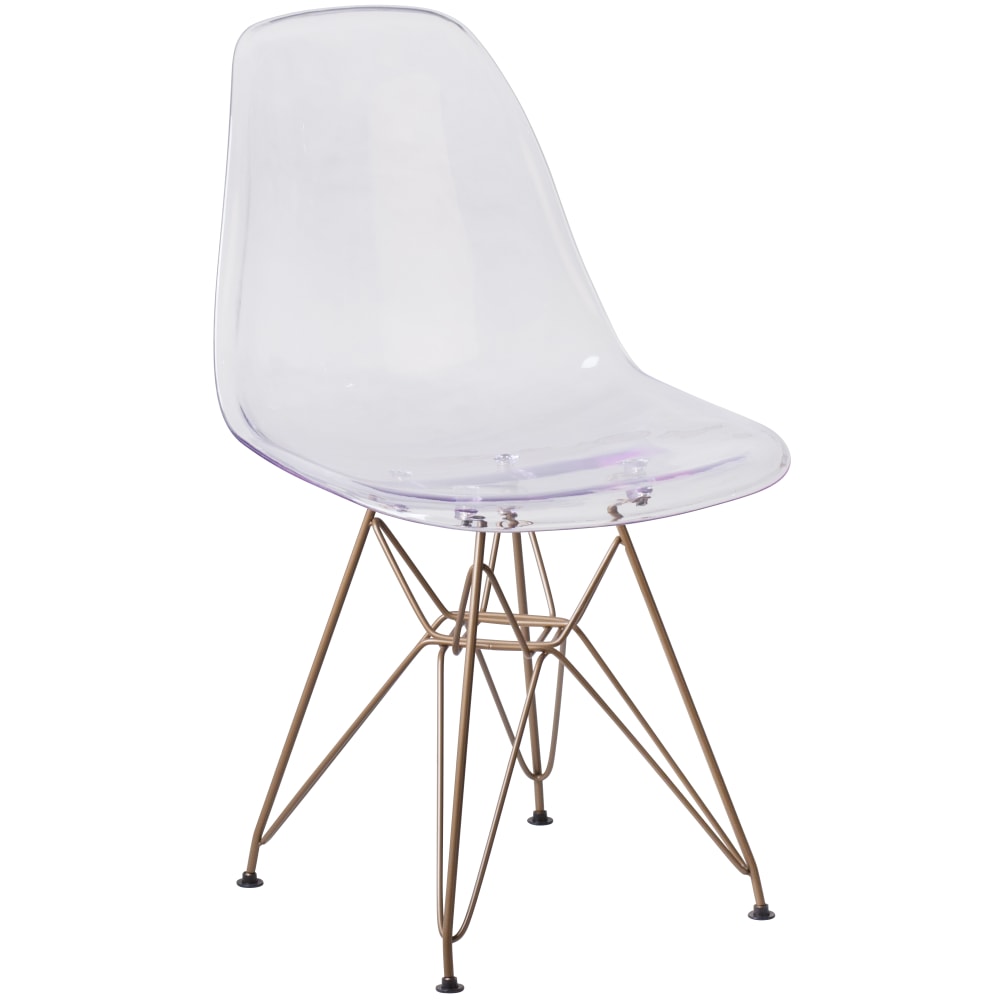 Flash Furniture Elon Series Polycarbonate Ghost Side Chair, Clear/Gold MPN:FH130CPC1