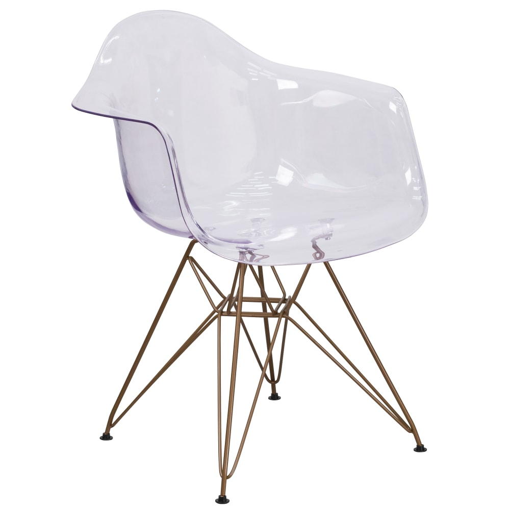 Flash Furniture Allure Series Polycarbonate Side Chair, Clear/Gold MPN:FH132CPC1
