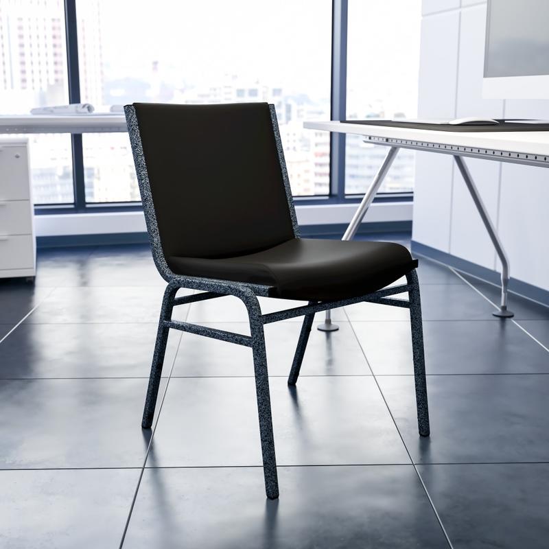 Flash Furniture HERCULES Series Heavy-Duty Stack Chair, Black/Silver Vein MPN:XU60153BKVYL