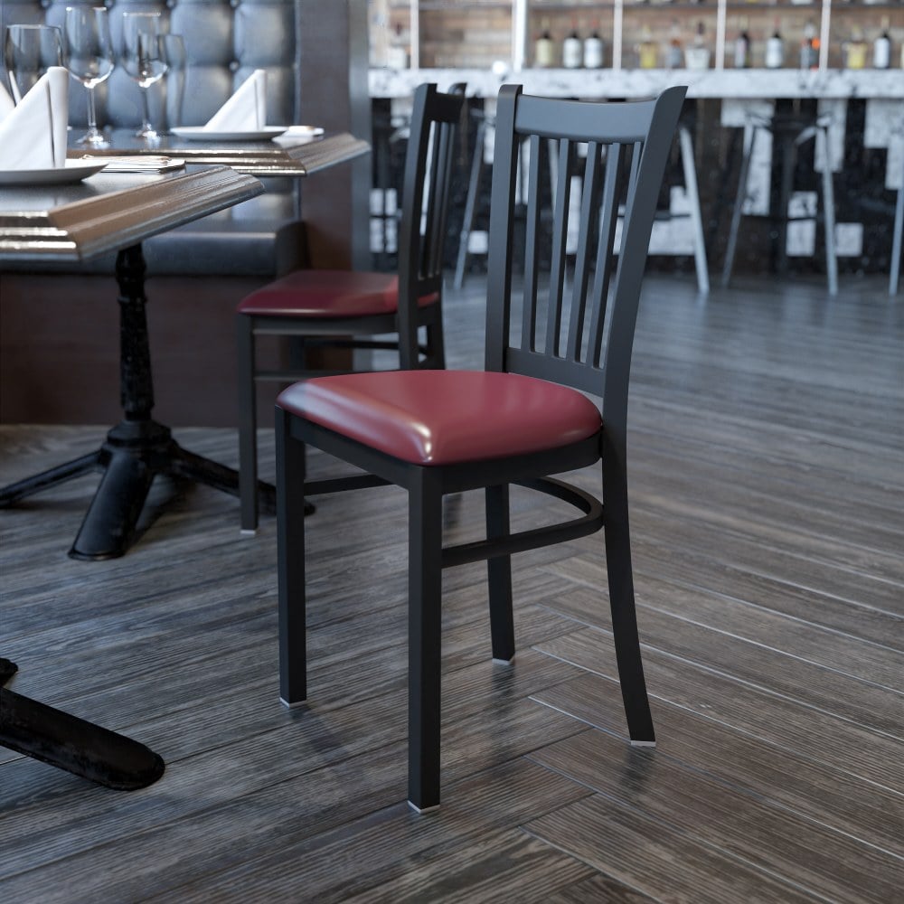 Flash Furniture Vertical Back Restaurant Accent Chair, Burgundy Seat/Black Frame MPN:XUDG6Q2BVRTBURV