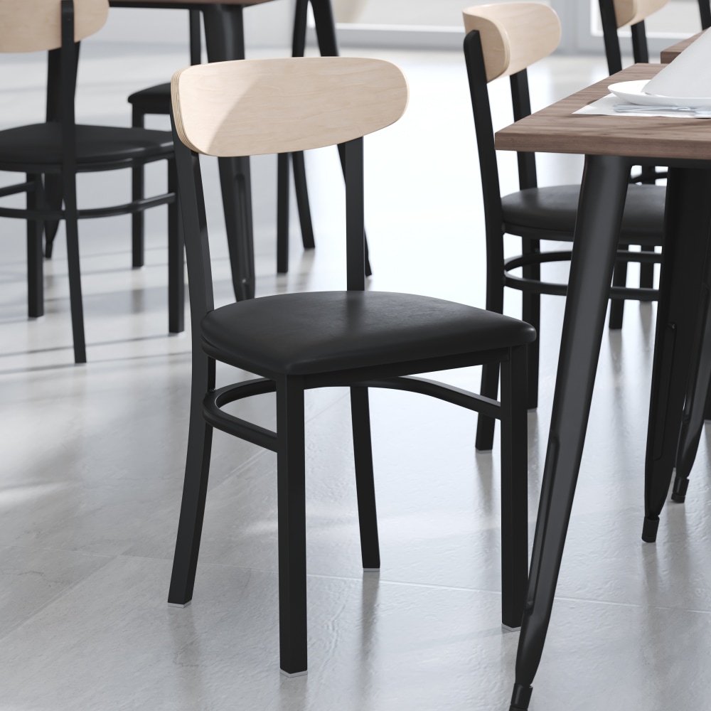 Flash Furniture Wright Commercial Grade Dining Chair, Natural Birch/Black MPN:XUDG6V5BVNAT