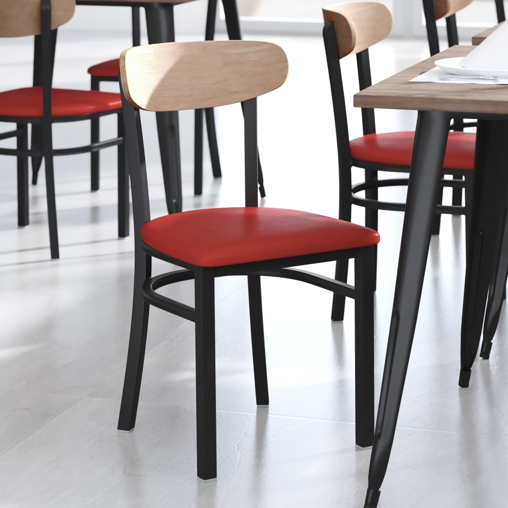 Flash Furniture Wright Commercial Grade Dining Chair, Natural Birch/Red MPN:XUDG6V5RDVNAT