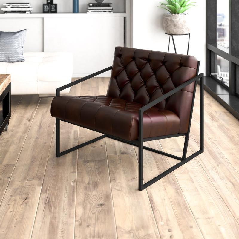 Flash Furniture Hercules Madison LeatherSoft Faux Leather Tufted Lounge Chair, Bomber Jacket Brown/Black MPN:ZB8522BJ