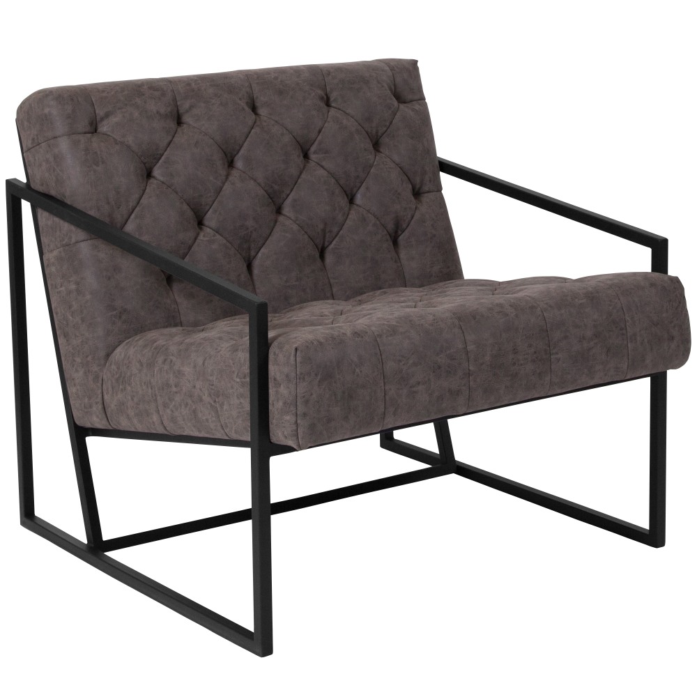 Flash Furniture HERCULES Madison Series LeatherSoft Tufted Lounge Chairs, Retro Gray MPN:ZB8522GY