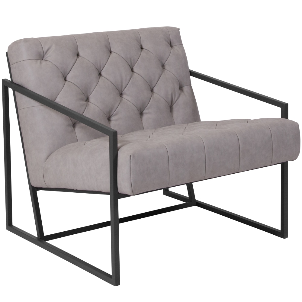 Flash Furniture HERCULES Madison Series LeatherSoft Tufted Lounge Chairs, Retro Light Gray MPN:ZB8522WH