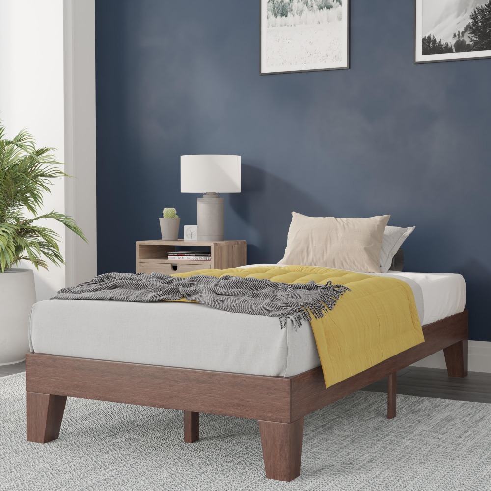 Flash Furniture Evelyn Wood Platform Bed With Wooden Support Slats, Twin, 75inL x 39inW x 75inD, Walnut MPN:YKC1090TWAL