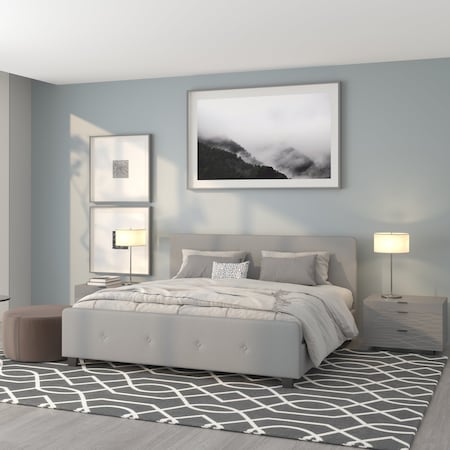 Platform Bed, Tribeca, King, Light Gray MPN:HG-28-GG