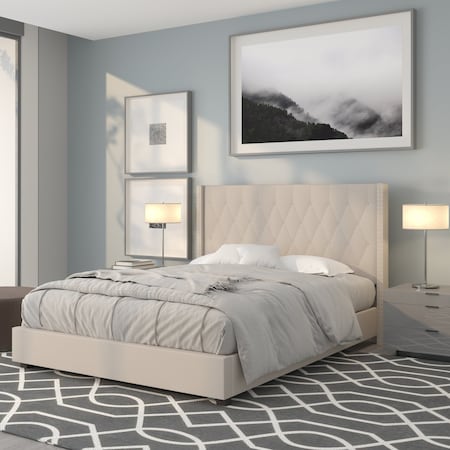 Platform Bed, Riverdale, Queen, Beige MPN:HG-35-GG