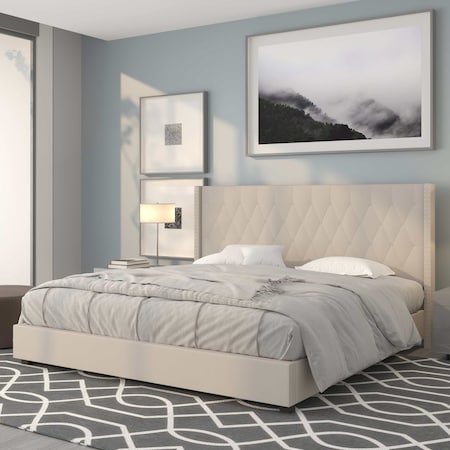 Platform Bed, Riverdale, King, Beige MPN:HG-36-GG
