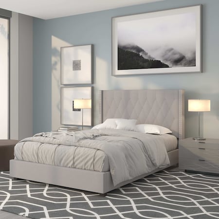 Platform Bed, Riverdale, Full, Light Gray MPN:HG-42-GG