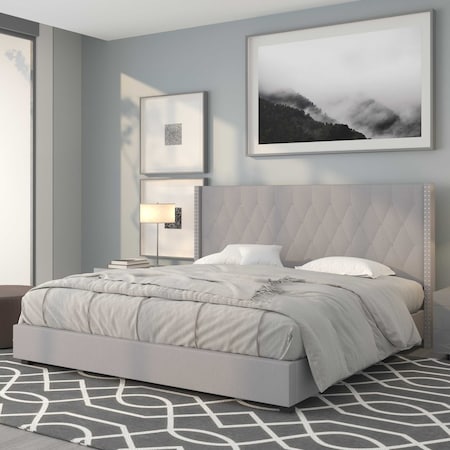 Platform Bed, Riverdale, King, Light Gray MPN:HG-44-GG