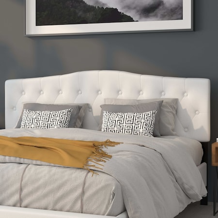 King, Cambridge Headboard, White Fabric MPN:HG-HB1708-K-W-GG