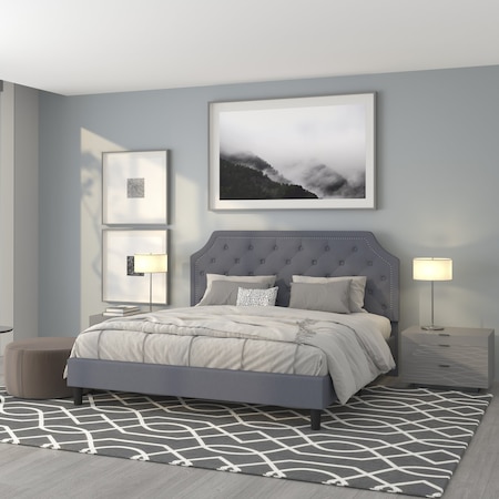 Brighton King Platform Bed, Light Gray MPN:SL-BK4-K-LG-GG