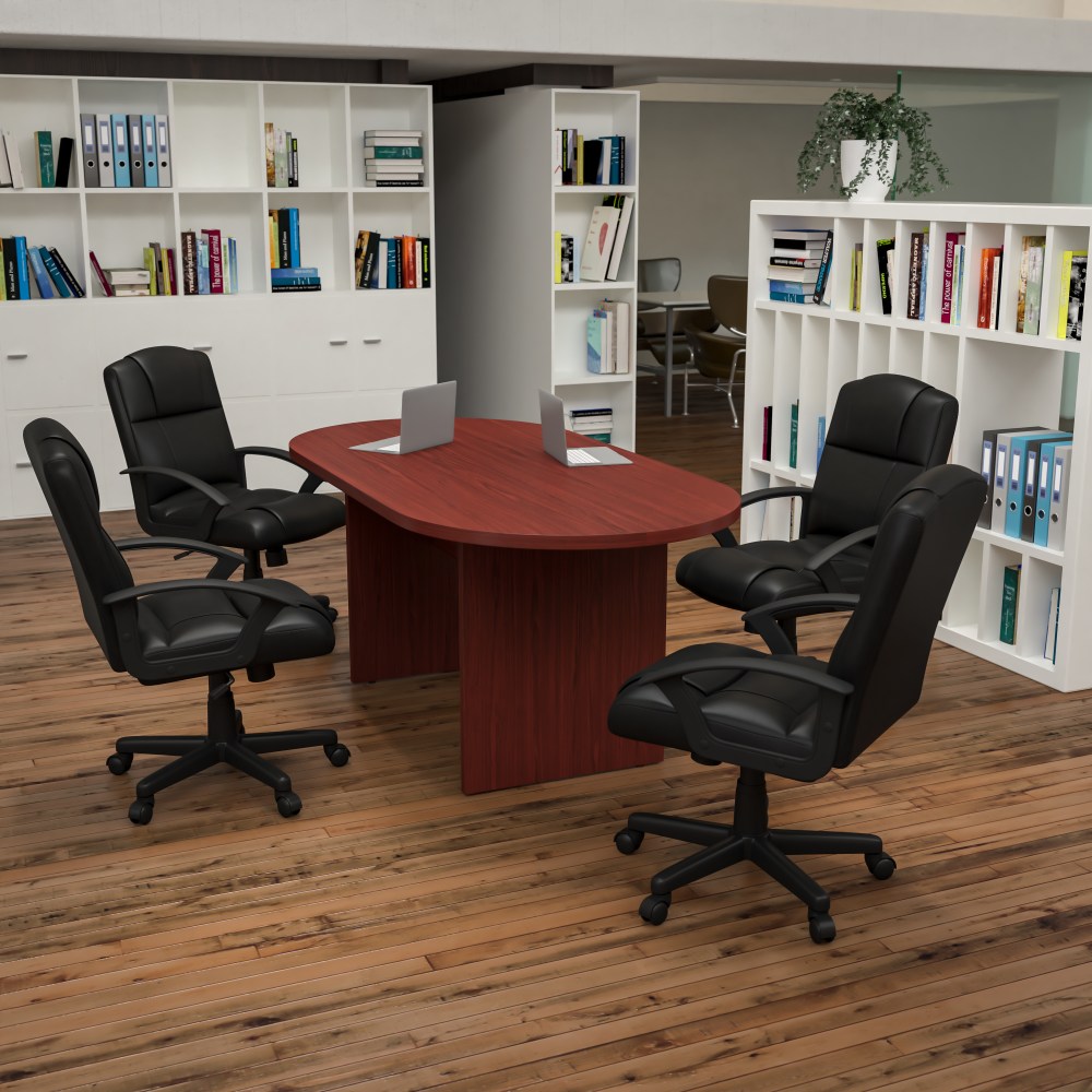 Flash Furniture Oval Conference Table Set with 4 Padded Task Chairs, Cherry MPN:BLN6GCCHRX000BK