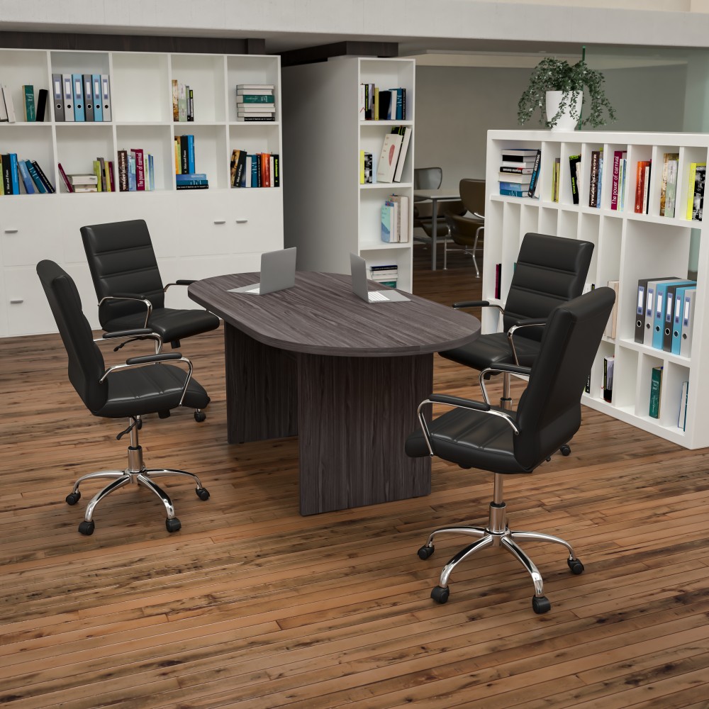 Flash Furniture Oval Conference Table Set with 4 Executive Chairs, Rustic Gray MPN:BLN6GCGRY2286BK