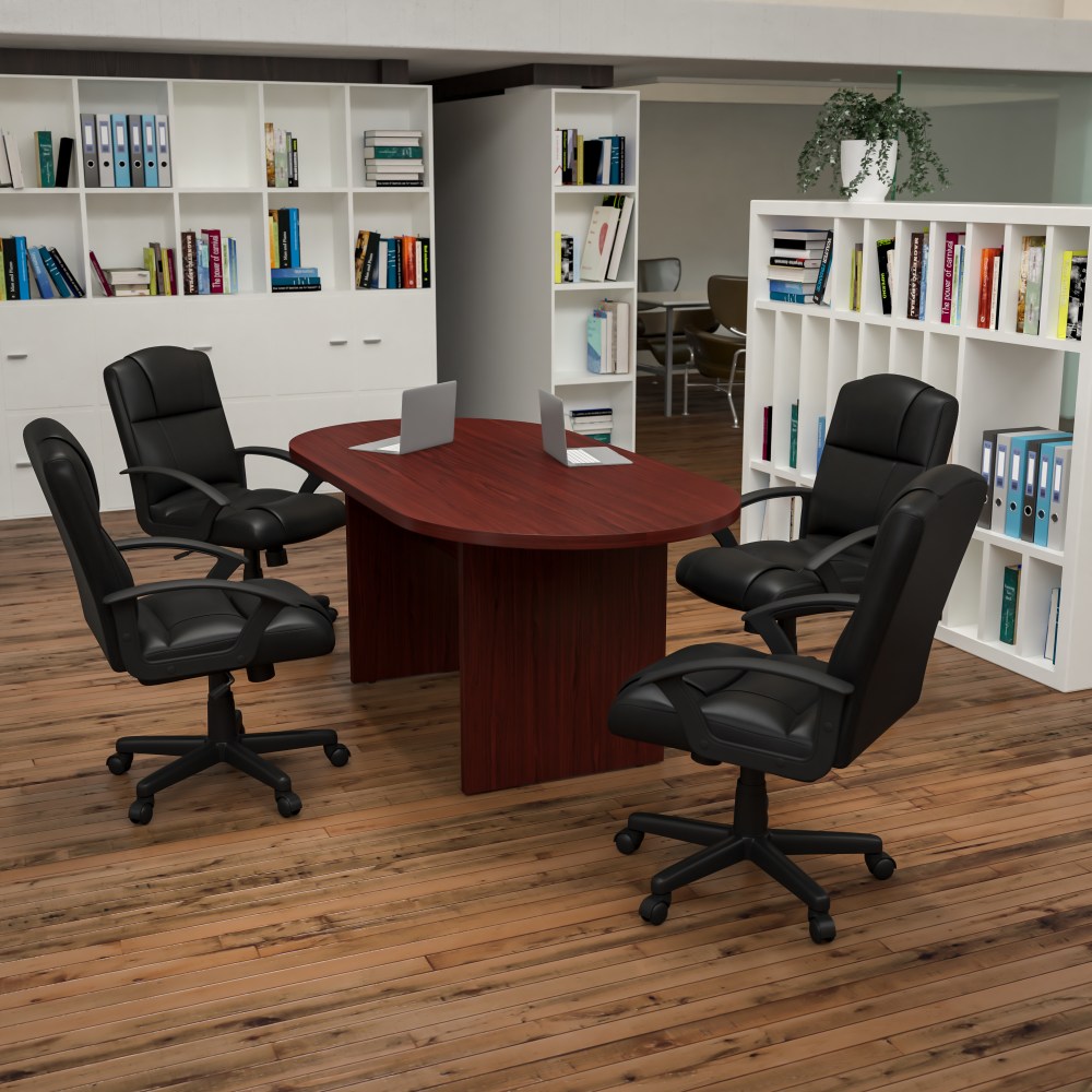 Flash Furniture Oval Conference Table Set with 4 Padded Task Chairs, Mahogany MPN:BLN6GCMHGX000BK